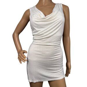 Y2K Wet Seal White Sleeveless Mini Dress With Cowl Neck Intricate Lattice Back S